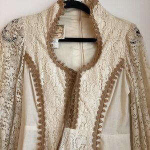 Gunne Sax By Jessica Maxi Dress Womens Size 11 Cream Lace Prairie Peasant